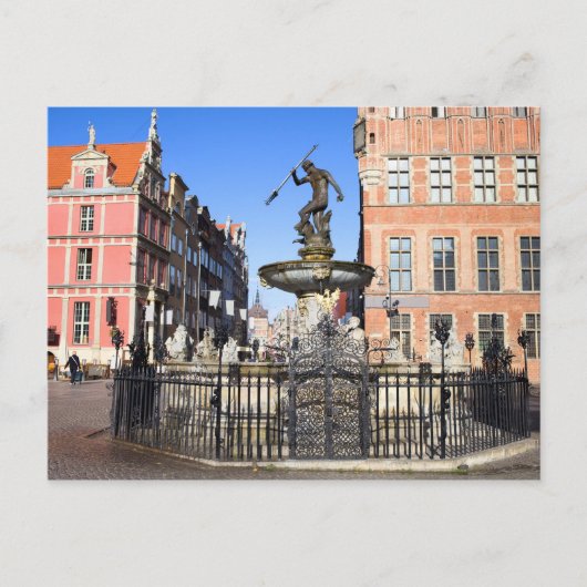 Neptun-Brunnen in der Stadt Danzig Postkarte (Vorderseite)