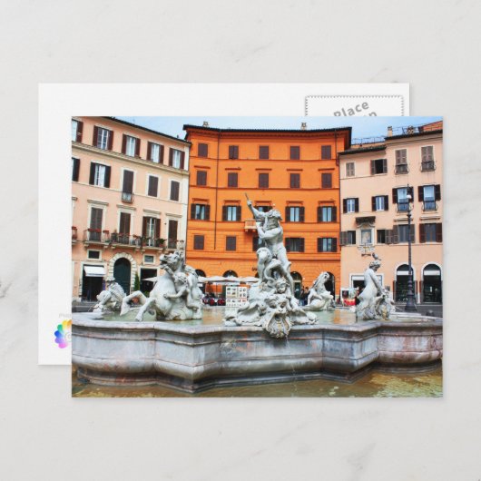 Neptun-Brunnen Postkarte (Vorne/Hinten)