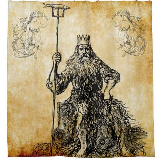 Neptun mit Meerjungfrauen Duschvorhang (Vorderseite)