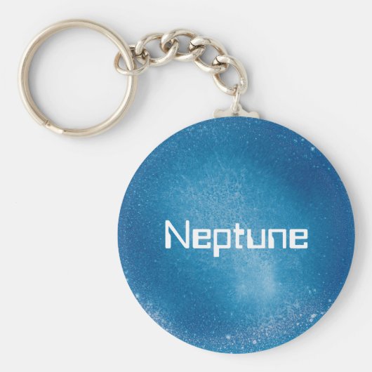 Neptun-Planet in Mittelblau Schlüsselanhänger (Vorne)