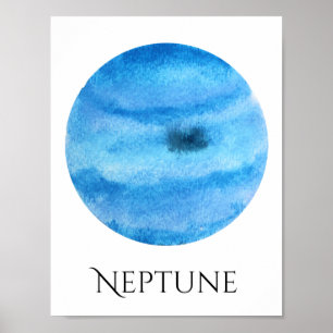 Neptun-Planeten-Aquarell-Plakat Poster