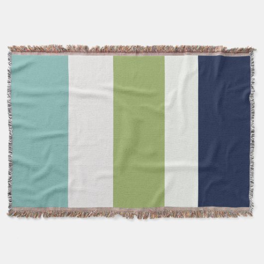 Neptun, Seashell, Grüne und Marine Streifen Decke (Vorderseite)