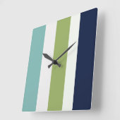 Neptun, Seashell, Grüne und Marine Streifen Quadratische Wanduhr (Winkel)