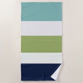 Neptun, Seashell, Grüne und Marine Streifen Strandtuch (Vorderseite)