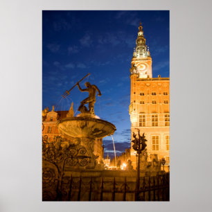 Neptun-Statue im Brunnen Poster