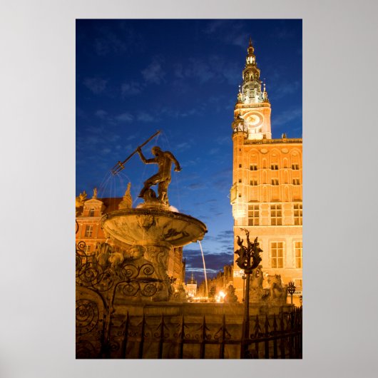 Neptun-Statue im Brunnen Poster (Vorne)