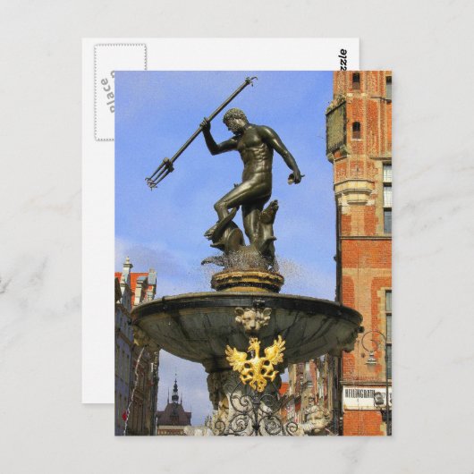 Neptun-Statue Postkarte (Vorne/Hinten)