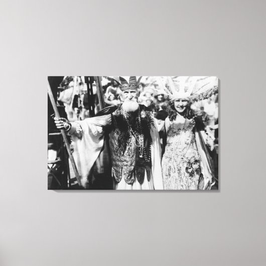 Neptun und Miss Amerika auf Karneval-Foto Leinwanddruck (Vorderseite)