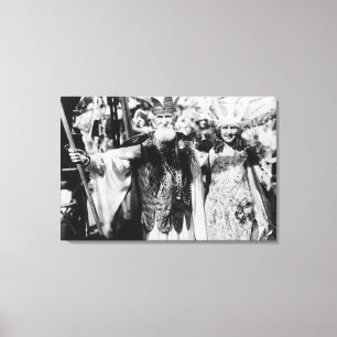 Neptun und Miss Amerika auf Karneval-Foto Leinwanddruck