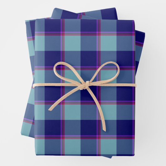 Neptune and Gulf Blue Plaid Geschenkpapier Set (Beispiel)