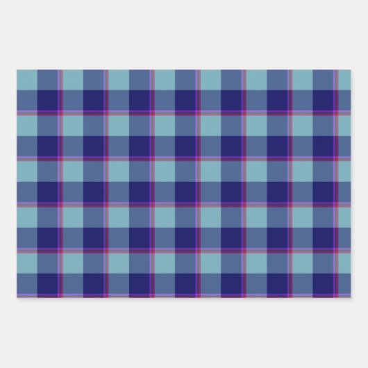 Neptune and Gulf Blue Plaid Geschenkpapier Set (Vorderseite)