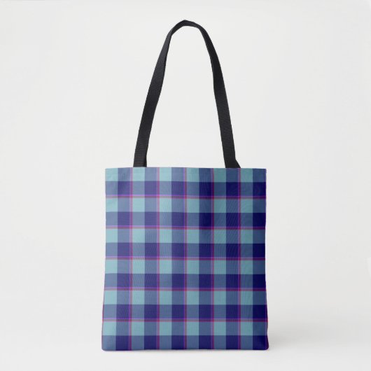 Neptune and Gulf Blue Plaid Tasche (Vorderseite)