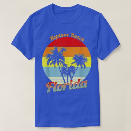 Neptune Beach Florida Retro Tropical Palmen Va T-Shirt (Design vorne)