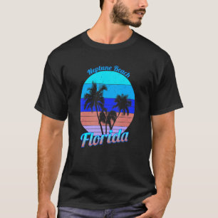 Neptune Beach Florida Retro Tropische Palmen Va T-Shirt