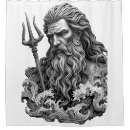 Neptune God - Black Marble Art Duschvorhang