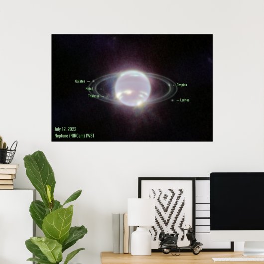 Neptune James Webb Foto NIRCam Image Green Text Poster (Heimbüro)
