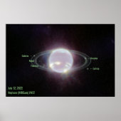 Neptune James Webb Foto NIRCam Image Green Text Poster (Vorne)
