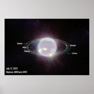 Neptune James Webb Foto NIRCam Image White Text Poster