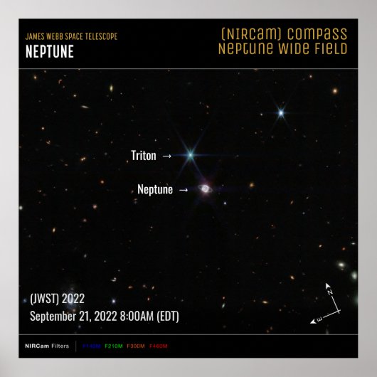 Neptune NIRCam Compass James Webb Telescope JWST Poster (Vorne)