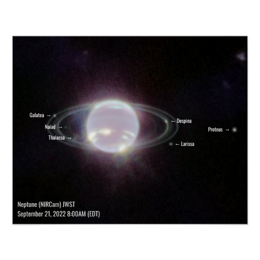 Neptune NIRCam Labeled Foto James Webb Telescope Poster (Vorderseite)