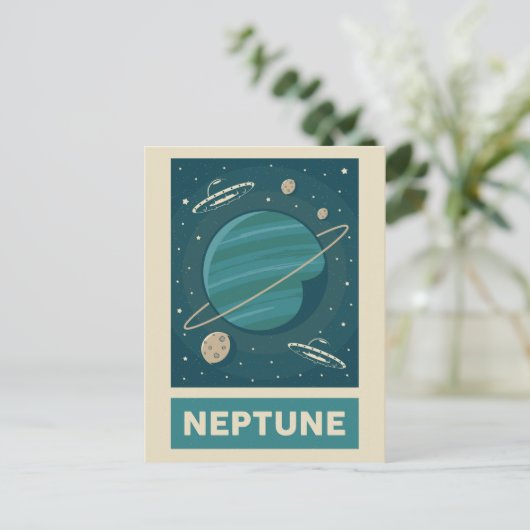 Neptune Retro Galaxy UFO Postkarte (Stehend Vorderseite)