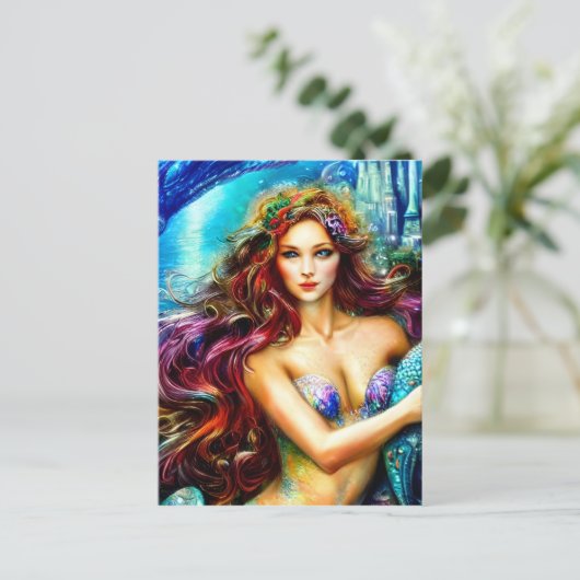 Neptunes Töchterfantasy-Meerjungfrau Art Postkarte (Stehend Vorderseite)