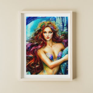 Neptuns Tochter Fantasy Meerjungfrau Kunst Poster