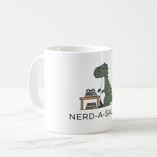 Nerd-a-Saurus Kaffeetasse (Vorderseite Links)