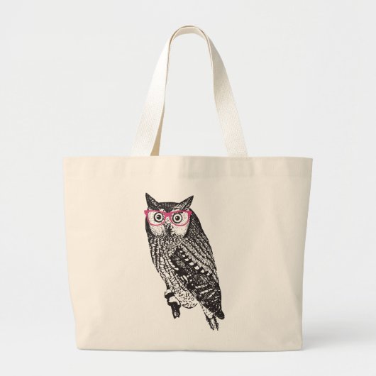 Nerd Bird Vintag Graphic Owl Leinwand Tote Bag Jumbo Stoffbeutel (Vorne)