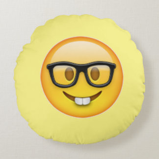 Nerd Boy Glasses Emoji Round Pillow Rundes Kissen