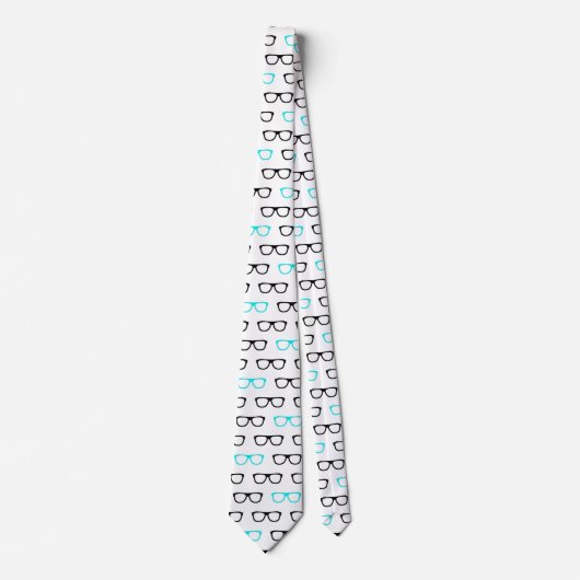 Nerd-Brille blau Nerd Herren Krawatte (Vorderseite)