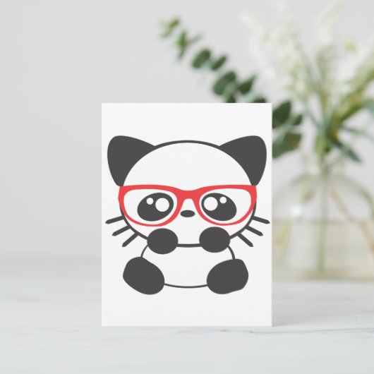 Nerd Cat Postkarte (Stehend Vorderseite)