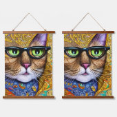 Nerd Cat Wandteppich Mit Holzrahmen (Doppelt)