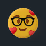 Nerd Emoji mit Herz Button<br><div class="desc">Schönes Design des Nerds emoji mit Herz für Knopf</div>