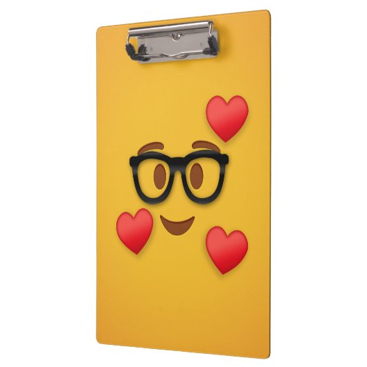 Nerd Emoji mit Herz Klemmbrett (Links)