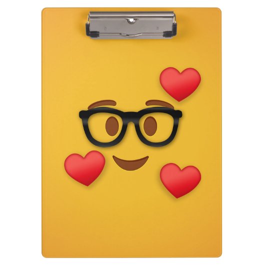 Nerd Emoji mit Herz Klemmbrett (Vorderseite)