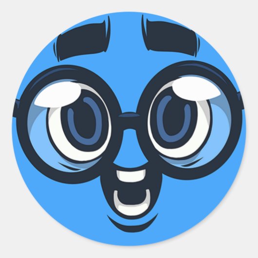 Nerd Emoji Runder Aufkleber (Vorderseite)