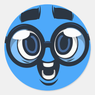 Nerd Emoji Runder Aufkleber