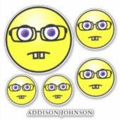 Nerd Geek Emoji Yellow Face Collection Name 8" Aufkleber (Vorderseite)