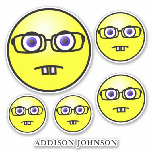 Nerd Geek Emoji Yellow Face Collection Name 8" Aufkleber (Vorderseite)