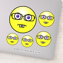 Nerd Geek Emoji Yellow Face Collection Name 8" Aufkleber