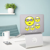 Nerd Geek Emoji Yellow Face Collection Name 8" Aufkleber (Laptop auf Schreibtisch)