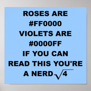Nerd Geek Poetry Funny Poster Sign