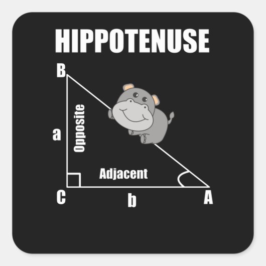 Nerd Geometrie Hippotenuse Hypotenuse Math Quadratischer Aufkleber (Vorderseite)