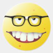 Nerd-Gesicht Runder Aufkleber (Vorderseite)