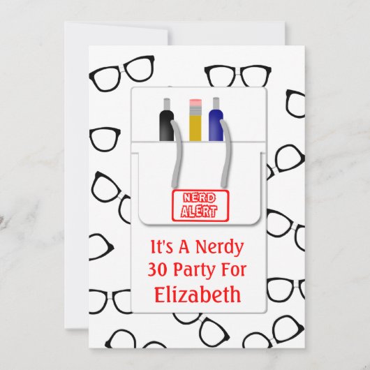 Nerd-Glas-Taschen-Schutz-Nerd-Thema-Party Einladung (Vorderseite)