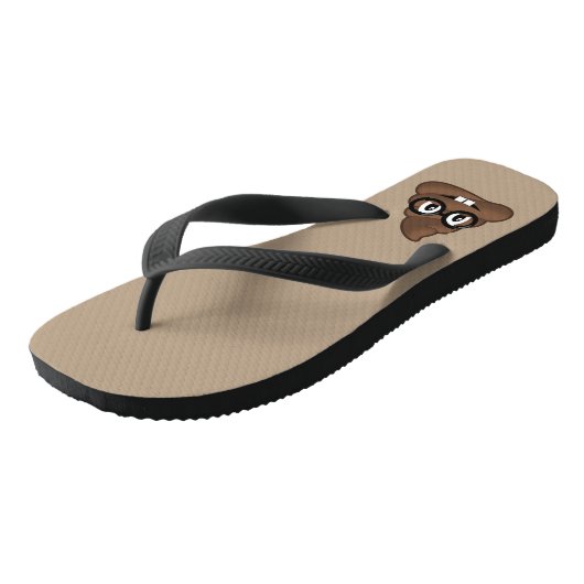 Nerd-Gläser kacken Emoji Badesandalen (Schrägansicht)
