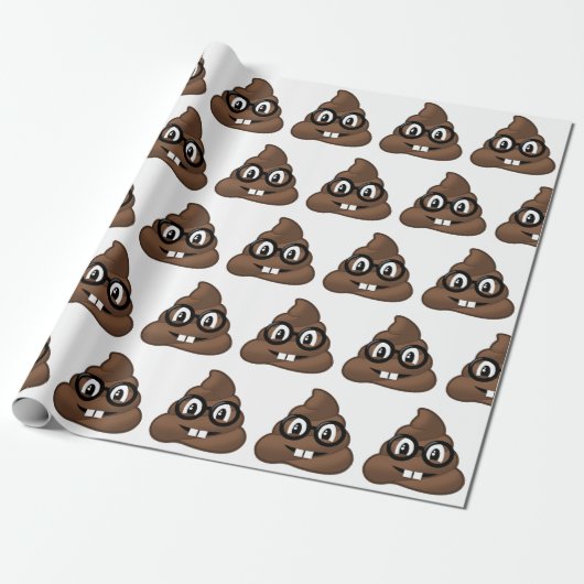 Nerd-Gläser kacken Emoji Geschenkpapier (Ungerollt)