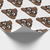 Nerd-Gläser kacken Emoji Geschenkpapier (Ecke)