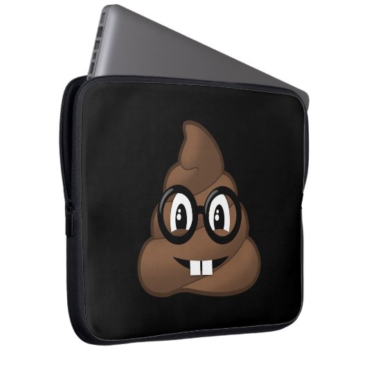 Nerd-Gläser kacken Emoji Laptopschutzhülle (Vorne Rechts)